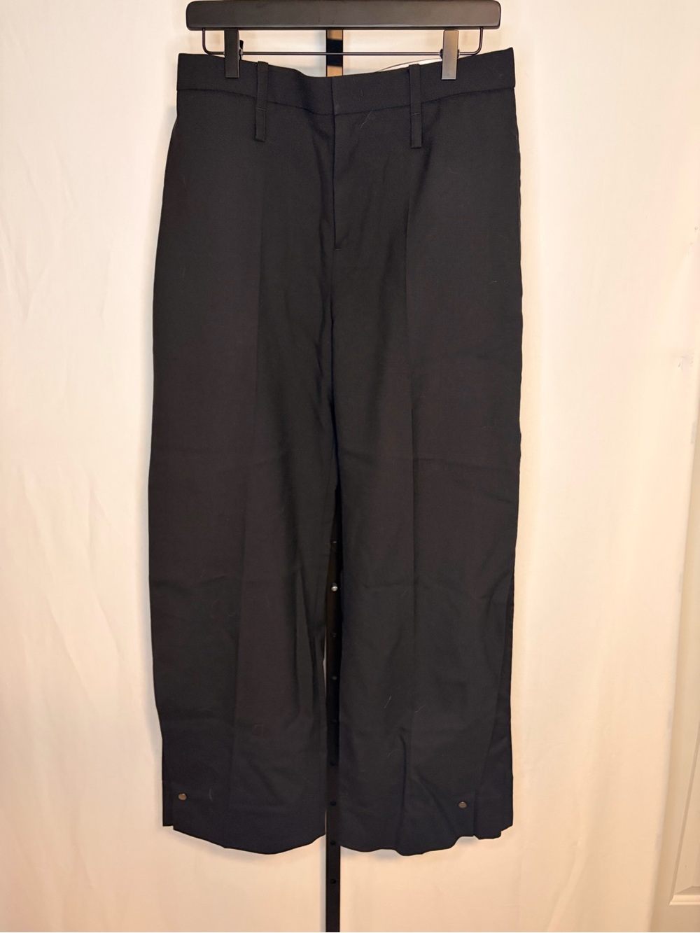 Atorie Worsted Wool Snap-Hem Wide Leg Trouser